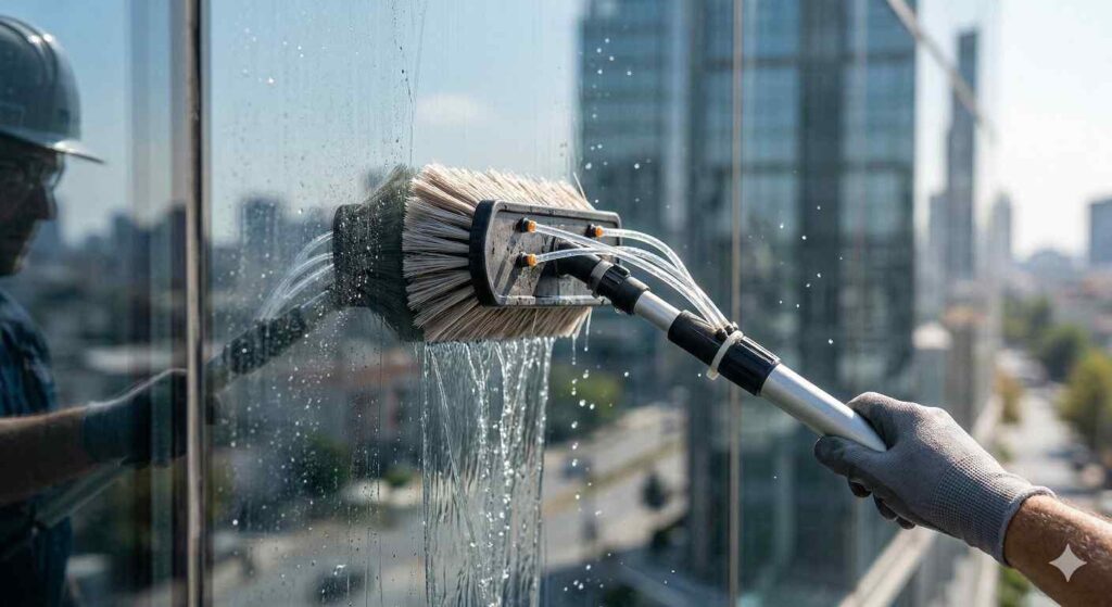 Uzman kireçlenmiş cephe cam temizliği