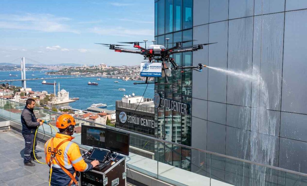 Drone dış cephe temizliği çalışmaları