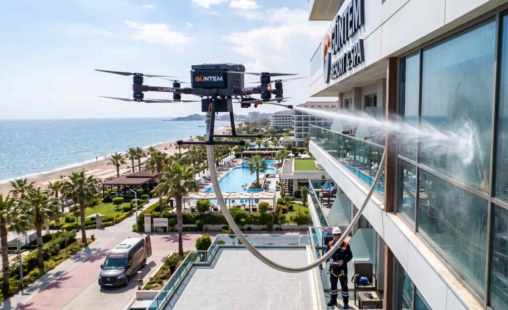 Drone ile dış cephe temizliği uygulaması