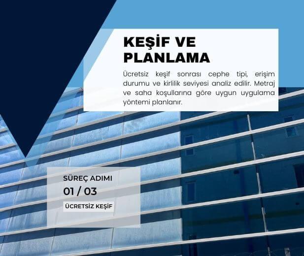 Cephe tipi, erişim durumu ve saha koşullarına göre keşif ve planlama sürecini anlatan görsel