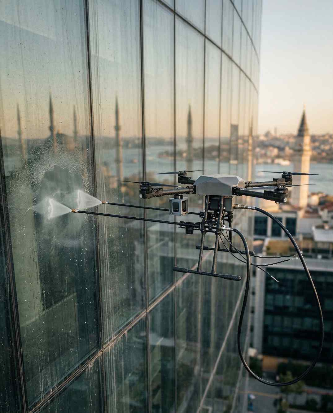 Drone ile Büyükçekmece dış cephe temizliği
