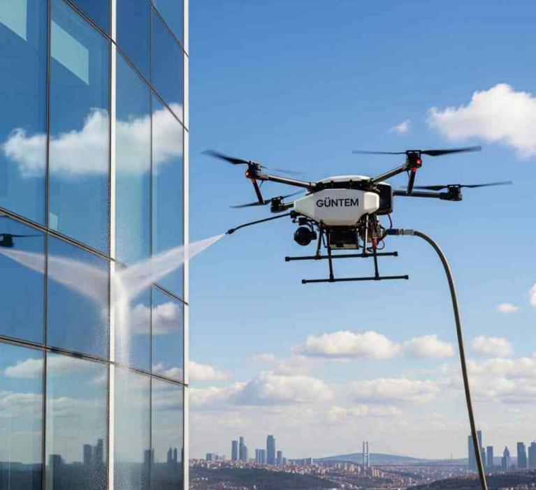 Modern yöntemlerle yapılan dış cephe cam temizliği çalışmaları