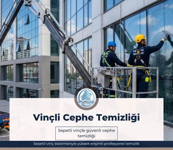 Sepetli vinçle dış cephe ve cam temizliği