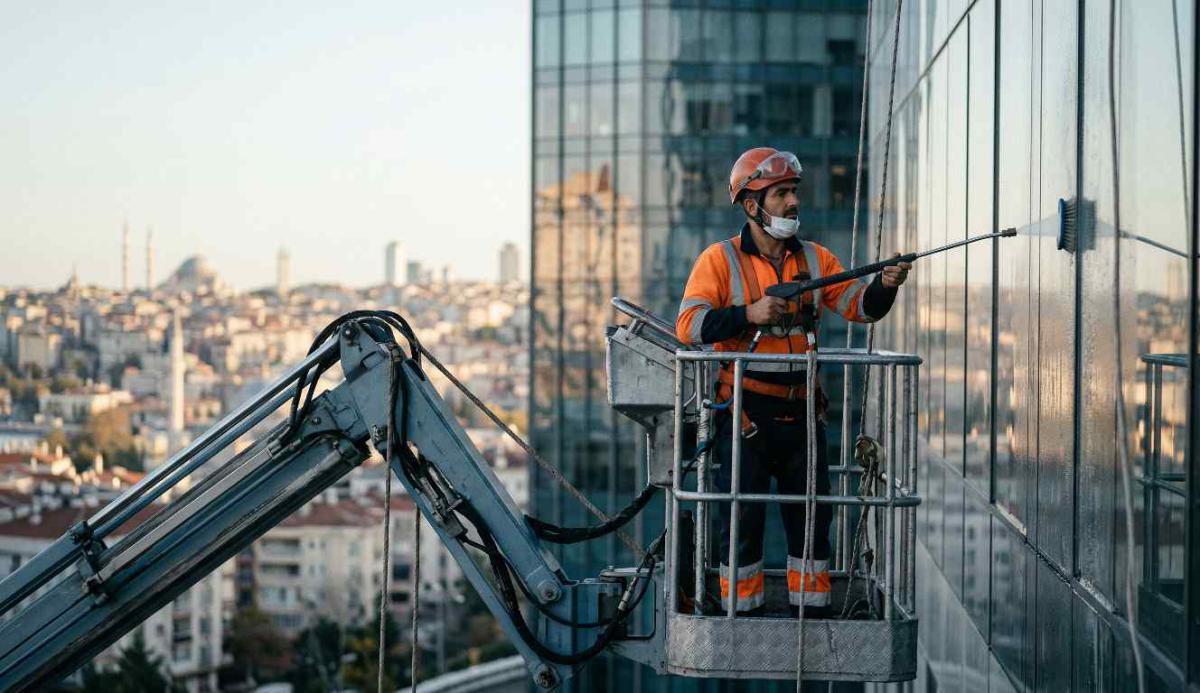 Sepetli vinç ile Levent dış cephe temizliği hizmetleri